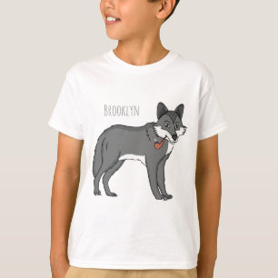 Gray wolf with pipe cartoon illustration T-Shirt
