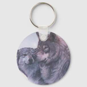 Gray wolves key ring