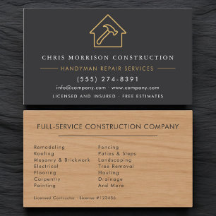 Gray Wood Grain Handyman Business Card