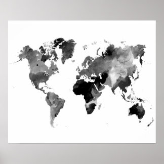 Gray World Map Design 42 Poster