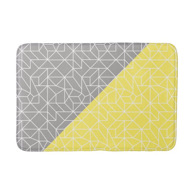 Gray & Yellow Geometric Bath/Shower Mat (Front)