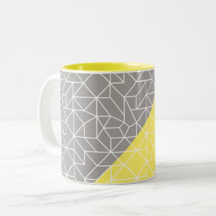 Gray & Yellow Geometric Two Tone Mug