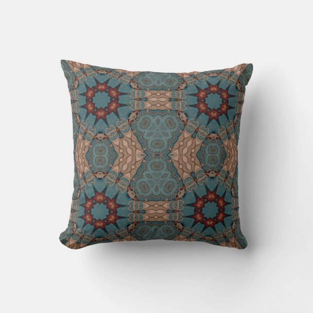 Grayish Blue SAnd & Rust Abstract Cushion (Front)