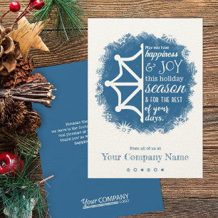 Grayish Blue Snowflake Business Holiday Card