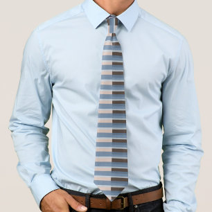 Grayish Blue Stripes On A Split Tan And Brown      Tie