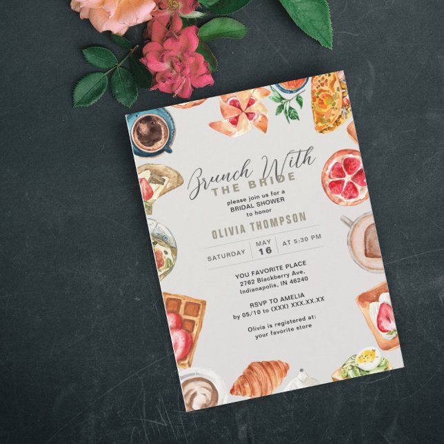 Grayish Bridal Brunch Waffles Pancakes Invitation (Creator Uploaded)