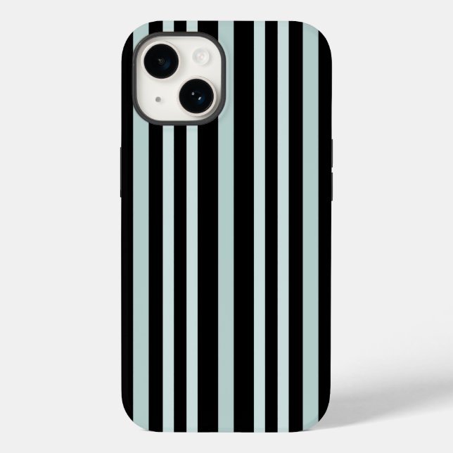 Grayish Grey Green Line Stripes On Black  Case-Mate iPhone Case (Back)