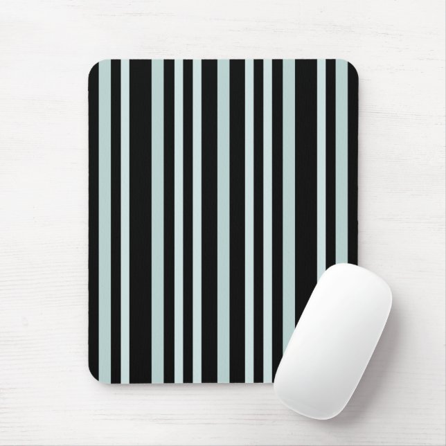 Grayish Grey Green Line Stripes On Black  Mouse Pad (With Mouse)