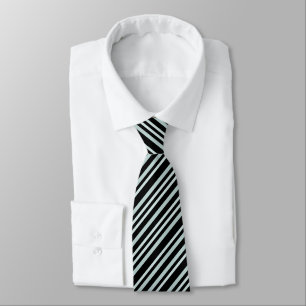 Grayish Grey Green Line Stripes On Black  Tie