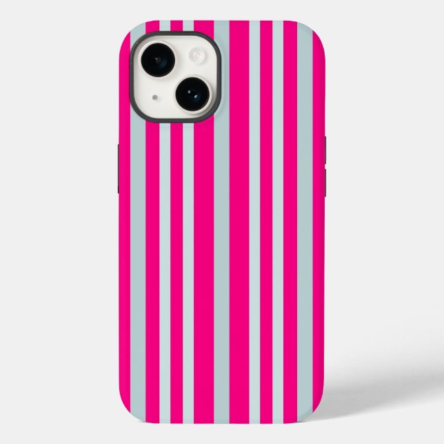 Grayish Grey Green Line Stripes On Pretty In Pink Case-Mate iPhone Case (Back)