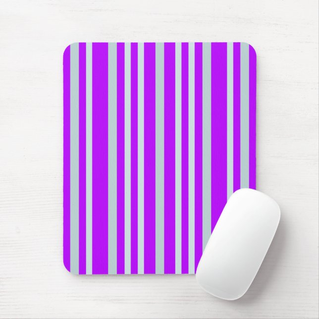 Grayish Grey Green Line Stripes On Pretty Purple  Mouse Pad (With Mouse)