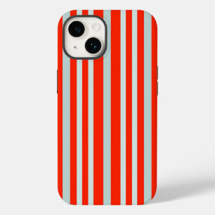 Grayish Grey Green Line Stripes On Red  Case-Mate iPhone 14 Case
