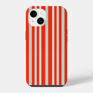 Grayish Grey Green Line Stripes On Red iPhone 14 Case