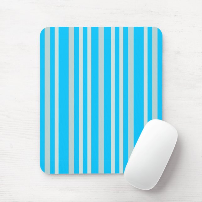 Grayish Grey Green Line Stripes On Sky Blue  Mouse Pad (With Mouse)