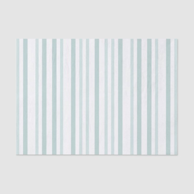 Grayish Grey Green Line Stripes On White Tissue Paper (Front)