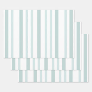 Grayish Grey Green Line Stripes On White Wrapping Paper Sheet