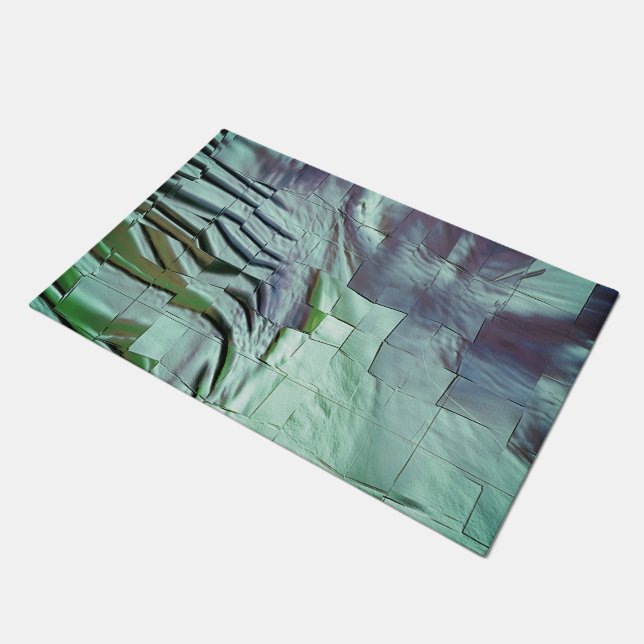 Grayish mint mosaic with lightly carved and satin doormat (Angled)