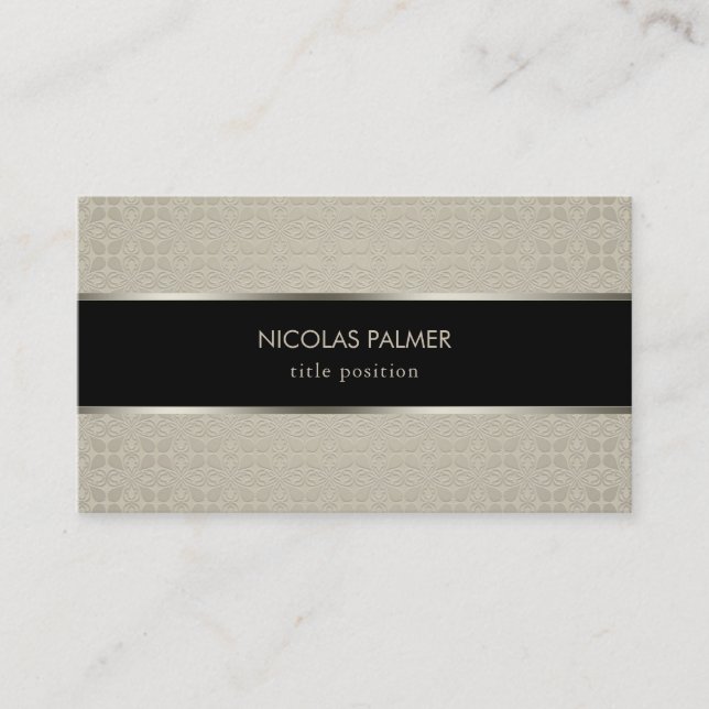 Grayish Orange Damask Business Card (Front)