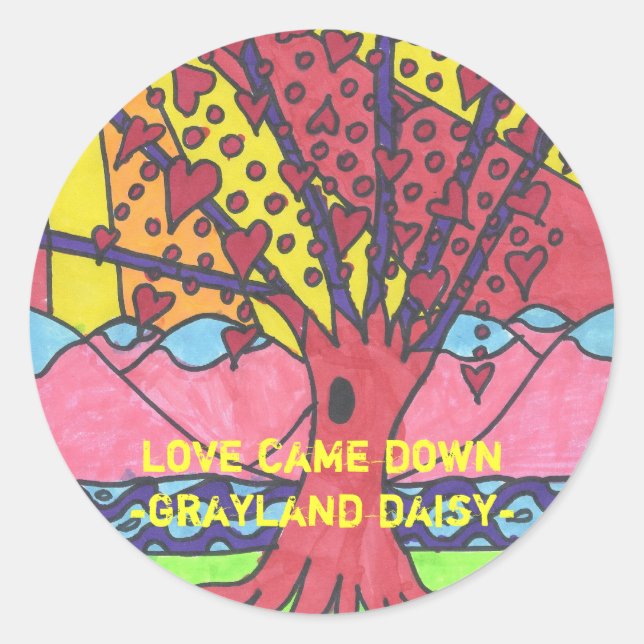 Grayland Daisy Tree of Love Round Sticker... Classic Round Sticker (Front)