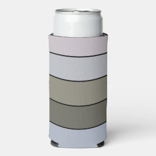 Grays Greens And Black Stripes On Watercolor Paper Seltzer Can Cooler