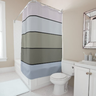 Grays Greens And Black Stripes On Watercolor Paper Shower Curtain