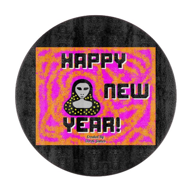 Grays New Year Wishes Round Cutting Board 30.4 cm (Front)