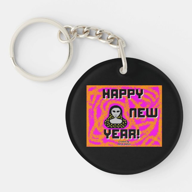 Grays New Year Wishes Round Keychain (Front)