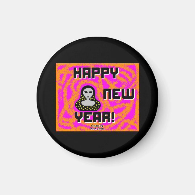 Grays New Year Wishes Round Magnet (Front)