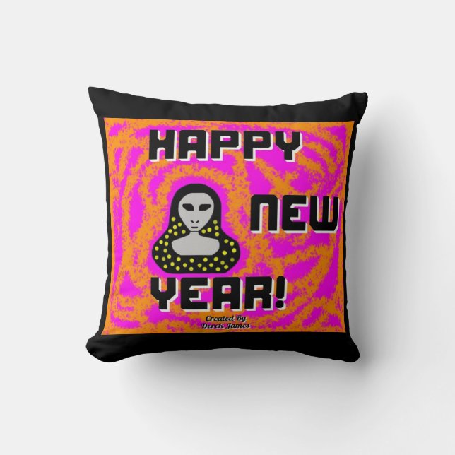 Grays New Year Wishes Square Throw Pillow (Front)