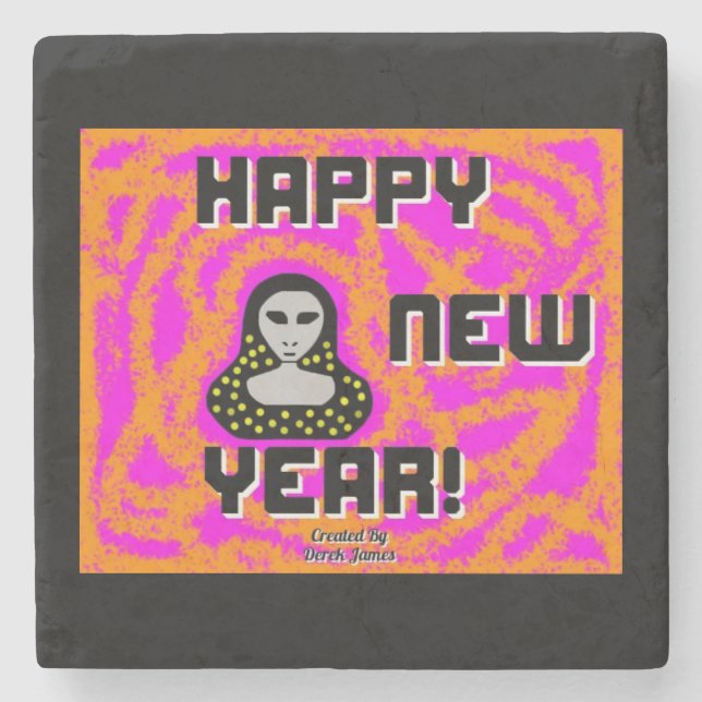 Grays New Year Wishes Stone Coaster (Front)