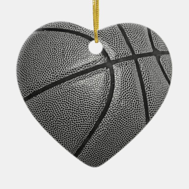 Grayscale Basketball Ceramic Ornament (Front)