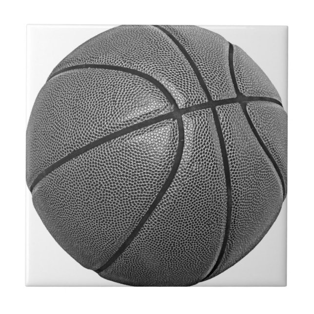Grayscale Basketball Ceramic Tile (Front)