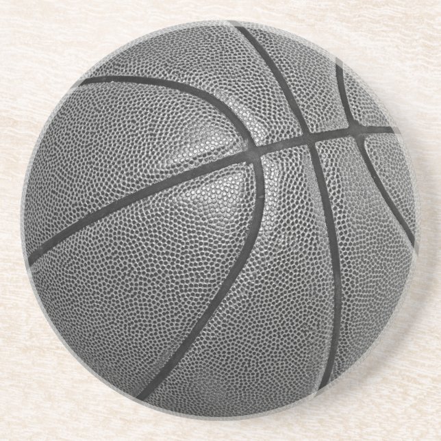 Grayscale Basketball Coaster (Front)