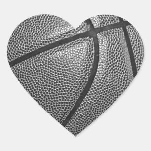 Grayscale Basketball Heart Sticker