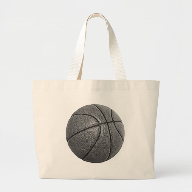 Grayscale Basketball Large Tote Bag (Front)