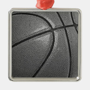 Grayscale Basketball Metal Ornament