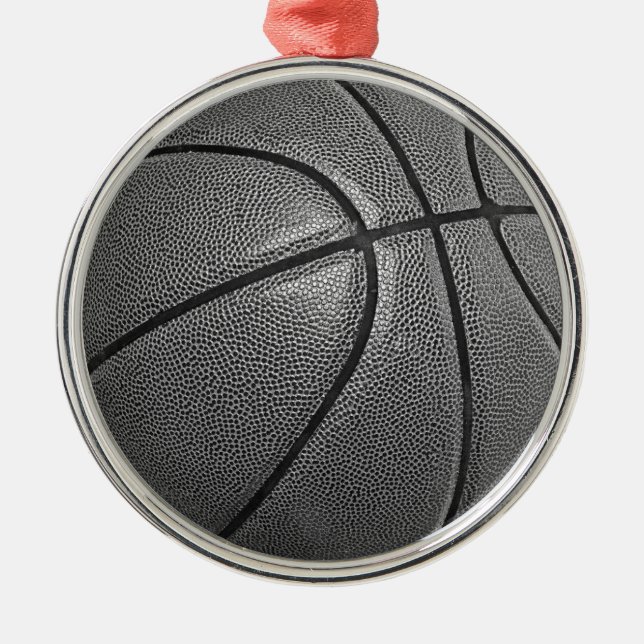 Grayscale Basketball Metal Tree Decoration (Front)