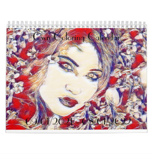 Grayscale Colouring Calendar for Students, Gothic