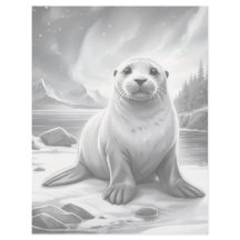 Grayscale Colouring Page - Seal Painting
