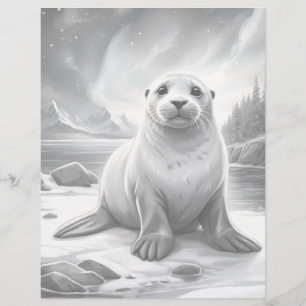Grayscale Colouring Page - Seal Painting