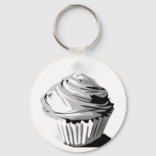 Grayscale cupcake keychain