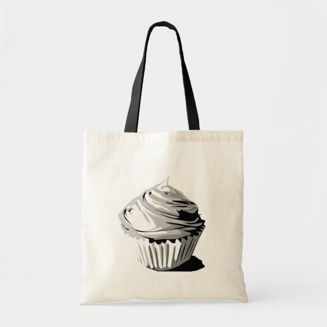 Grayscale cupcake tote (Front)