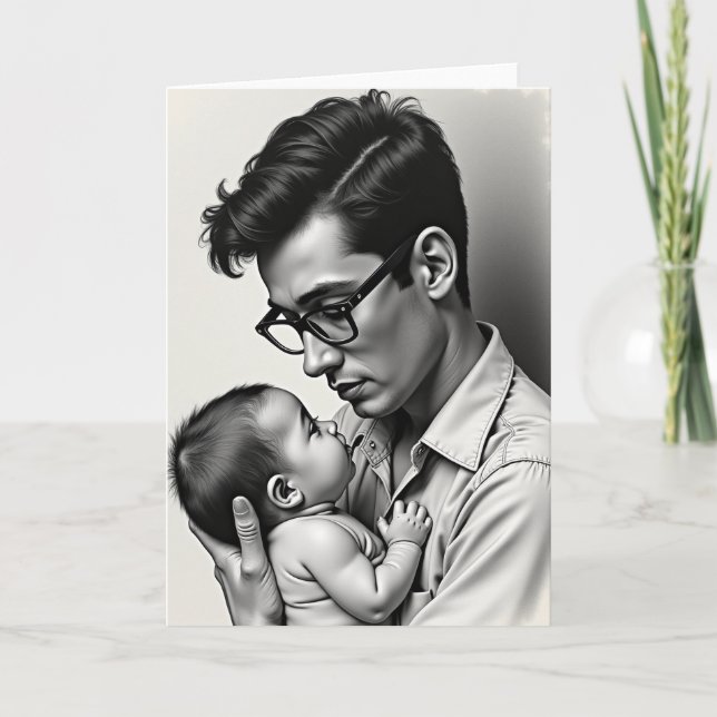 Grayscale Dad And Baby Card (Front)