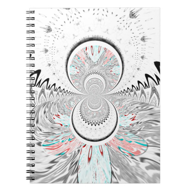 Grayscale Kaleidoscope Art Print Notebook (Front)