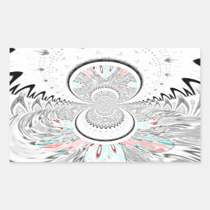 Grayscale Kaleidoscope Art Print Rectangular Sticker