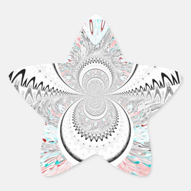 Grayscale Kaleidoscope Art Print Star Sticker (Front)