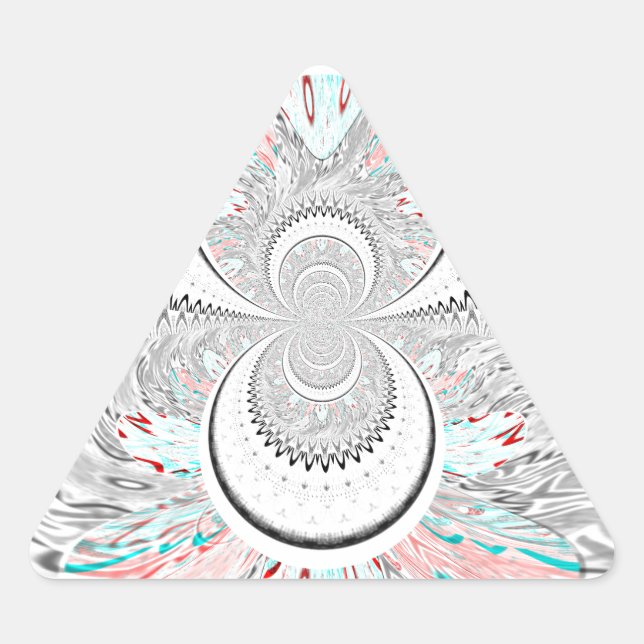 Grayscale Kaleidoscope Art Print Triangle Sticker (Front)