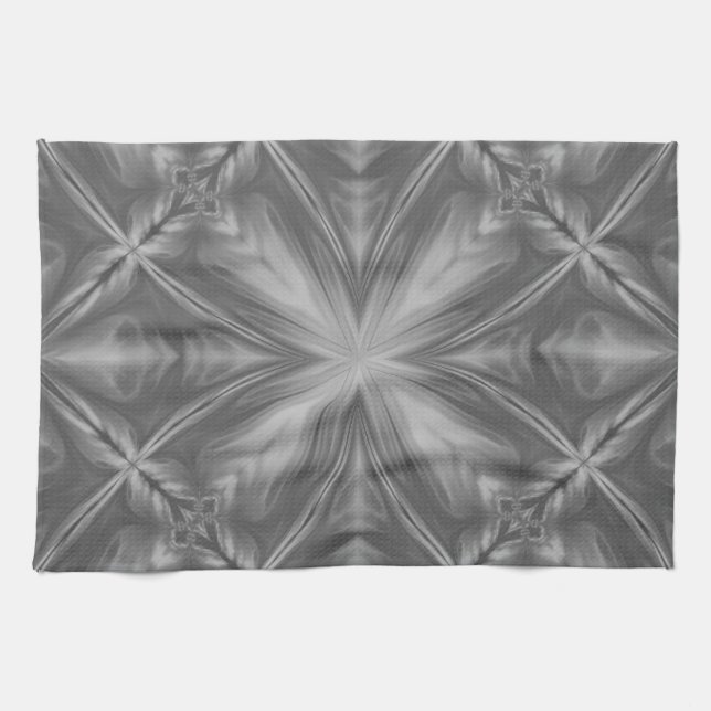 Grayscale Monochrome Cloudy Grey Abstract Pattern Tea Towel (Horizontal)