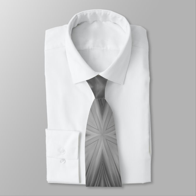 Grayscale Monochrome Cloudy Grey Abstract Pattern Tie (Tied)