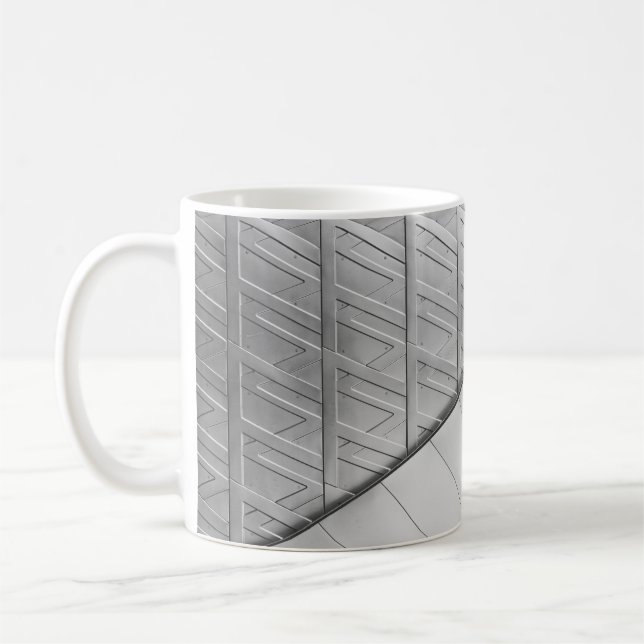 Grayscale photo of flooring coffee mug (Left)